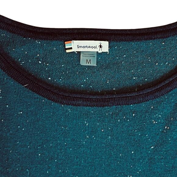 Smartwool Women’s Sz M Blue Teal Merino Wool Colorblock Sweater Pullover - Picture 4 of 10
